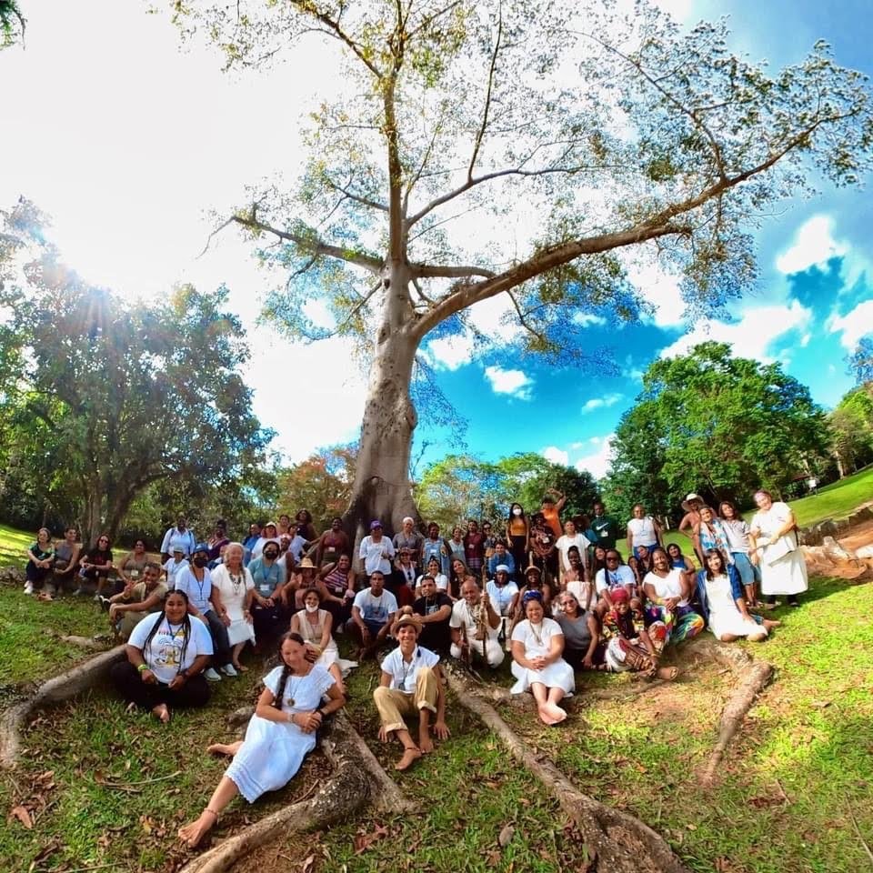 kiana elkins a group photo of people posed by a tree